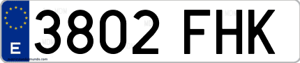 Ejemplo de matrícula de coche ordinaria 3802 FHK