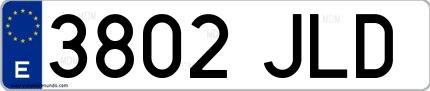 Ejemplo de matrícula española 3802 JLD