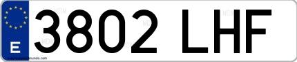 Ejemplo de matrícula española 3802 LHF