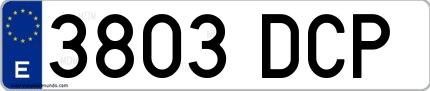 Ejemplo de matrícula española 3803 DCP