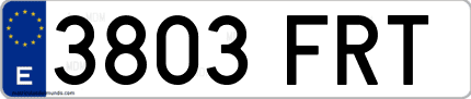 Ejemplo de matrícula de coche ordinaria 3803 FRT