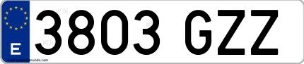 Ejemplo de matrícula española 3803 GZZ