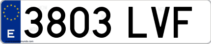 Ejemplo de matrícula de coche ordinaria 3803 LVF