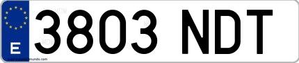 Ejemplo de matrícula española 3803 NDT