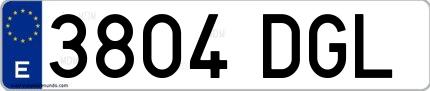 Ejemplo de matrícula española 3804 DGL