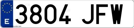 Ejemplo de matrícula española 3804 JFW