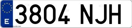 Ejemplo de matrícula española 3804 NJH