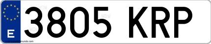 Ejemplo de matrícula española 3805 KRP