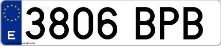Ejemplo de matrícula española 3806 BPB