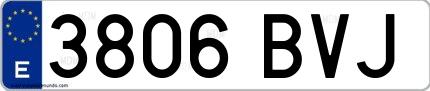 Ejemplo de matrícula española 3806 BVJ