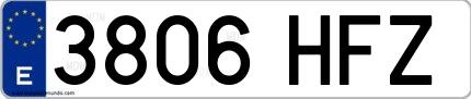 Ejemplo de matrícula española 3806 HFZ