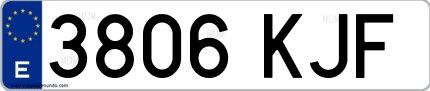 Ejemplo de matrícula española 3806 KJF