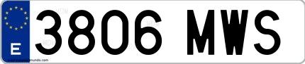 Ejemplo de matrícula española 3806 MWS