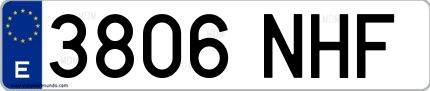 Ejemplo de matrícula española 3806 NHF