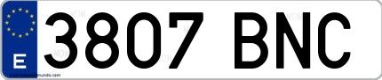 Ejemplo de matrícula española 3807 BNC