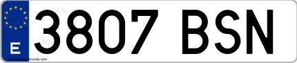 Ejemplo de matrícula española 3807 BSN