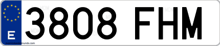 Ejemplo de matrícula de coche ordinaria 3808 FHM
