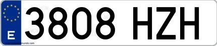 Ejemplo de matrícula española 3808 HZH