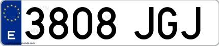 Ejemplo de matrícula española 3808 JGJ