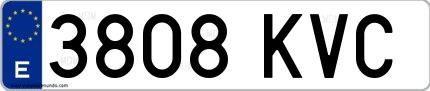 Ejemplo de matrícula española 3808 KVC