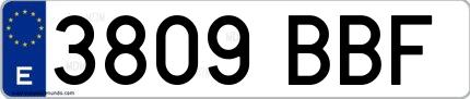 Ejemplo de matrícula española 3809 BBF