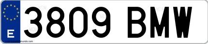 Ejemplo de matrícula española 3809 BMW