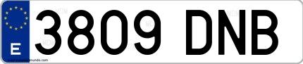 Ejemplo de matrícula española 3809 DNB