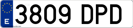 Ejemplo de matrícula de coche ordinaria 3809 DPD