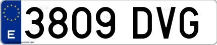 Ejemplo de matrícula española 3809 DVG