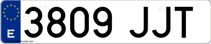 Ejemplo de matrícula de coche ordinaria 3809 JJT