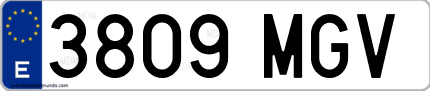 Ejemplo de matrícula de coche ordinaria 3809 MGV