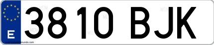 Ejemplo de matrícula española 3810 BJK