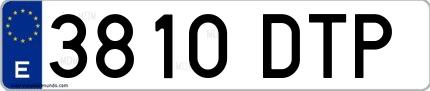 Ejemplo de matrícula española 3810 DTP