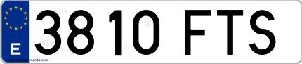 Ejemplo de matrícula española 3810 FTS