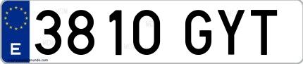 Ejemplo de matrícula española 3810 GYT