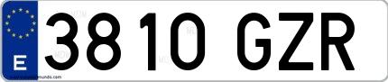 Ejemplo de matrícula española 3810 GZR