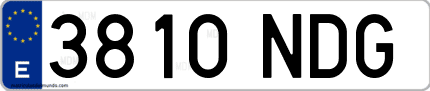 Ejemplo de matrícula de coche ordinaria 3810 NDG
