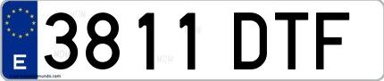 Ejemplo de matrícula española 3811 DTF