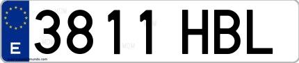 Ejemplo de matrícula española 3811 HBL