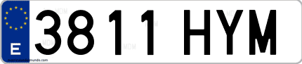 Ejemplo de matrícula de coche ordinaria 3811 HYM