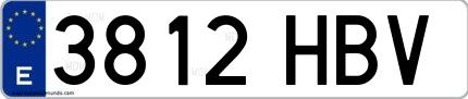 Ejemplo de matrícula española 3812 HBV