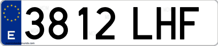 Ejemplo de matrícula de coche ordinaria 3812 LHF