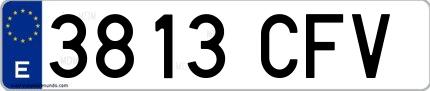 Ejemplo de matrícula española 3813 CFV