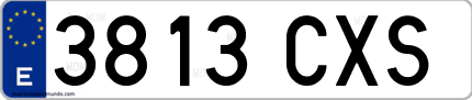 Ejemplo de matrícula de coche ordinaria 3813 CXS