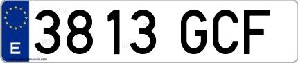 Ejemplo de matrícula española 3813 GCF