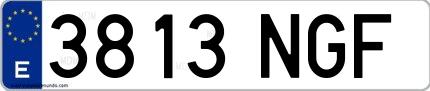 Ejemplo de matrícula española 3813 NGF