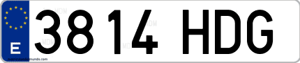 Ejemplo de matrícula de coche ordinaria 3814 HDG