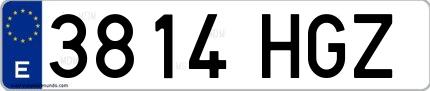 Ejemplo de matrícula española 3814 HGZ