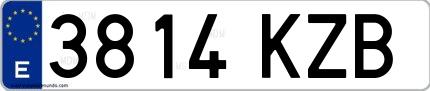 Ejemplo de matrícula española 3814 KZB