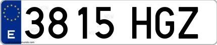 Ejemplo de matrícula española 3815 HGZ